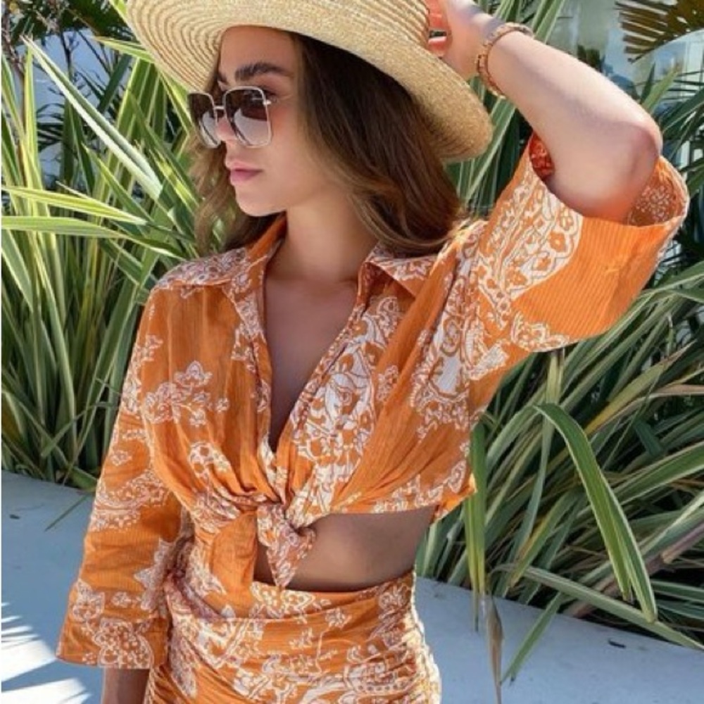 🪴 Zara 🪴 Terracotta Floral Cropped Top